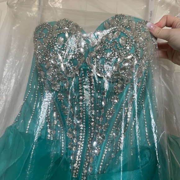 Sherri Hill Turquoise Prom Dress Style 1543 - Picture 6 of 10